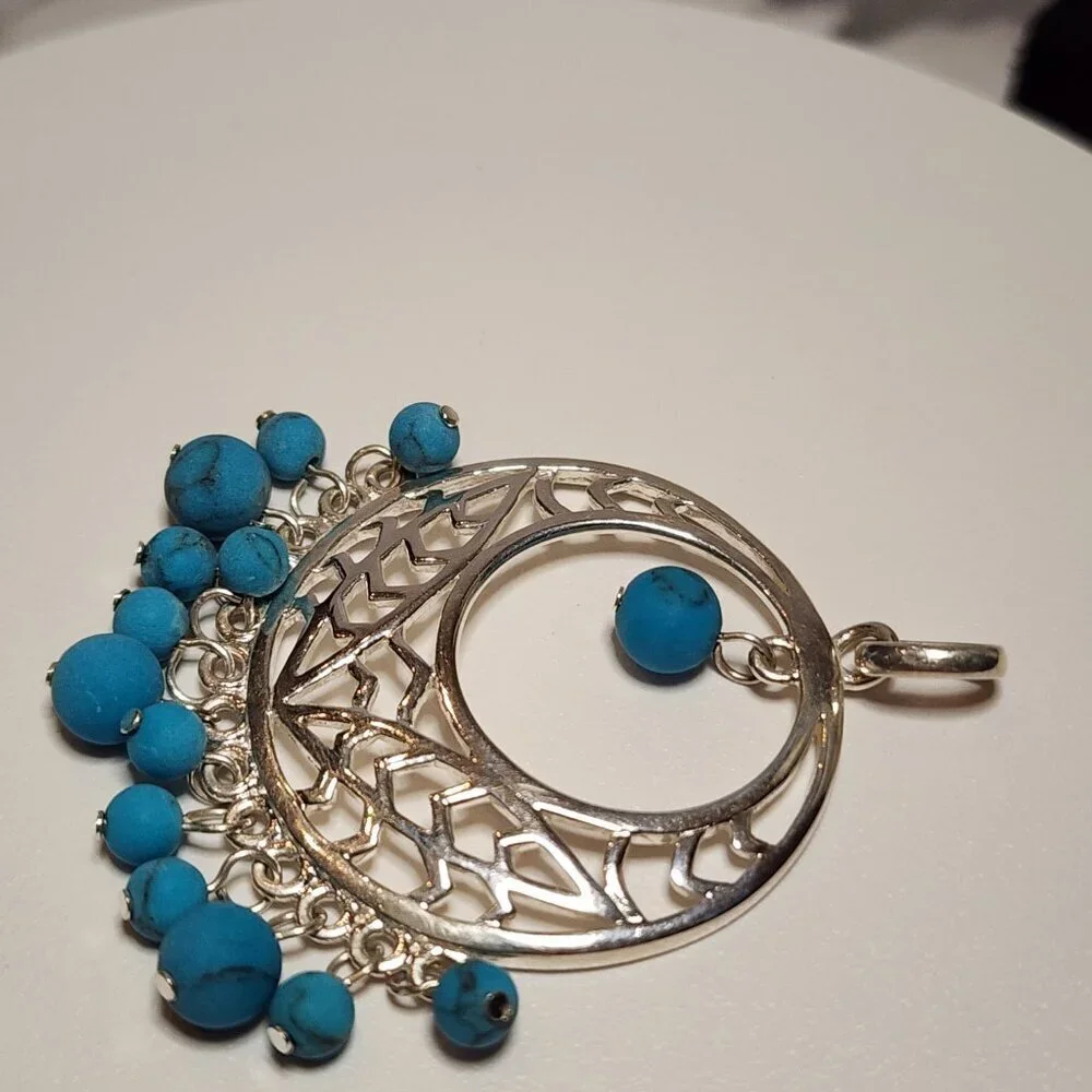 925 Silver Turquoise Colored Bead Pendant